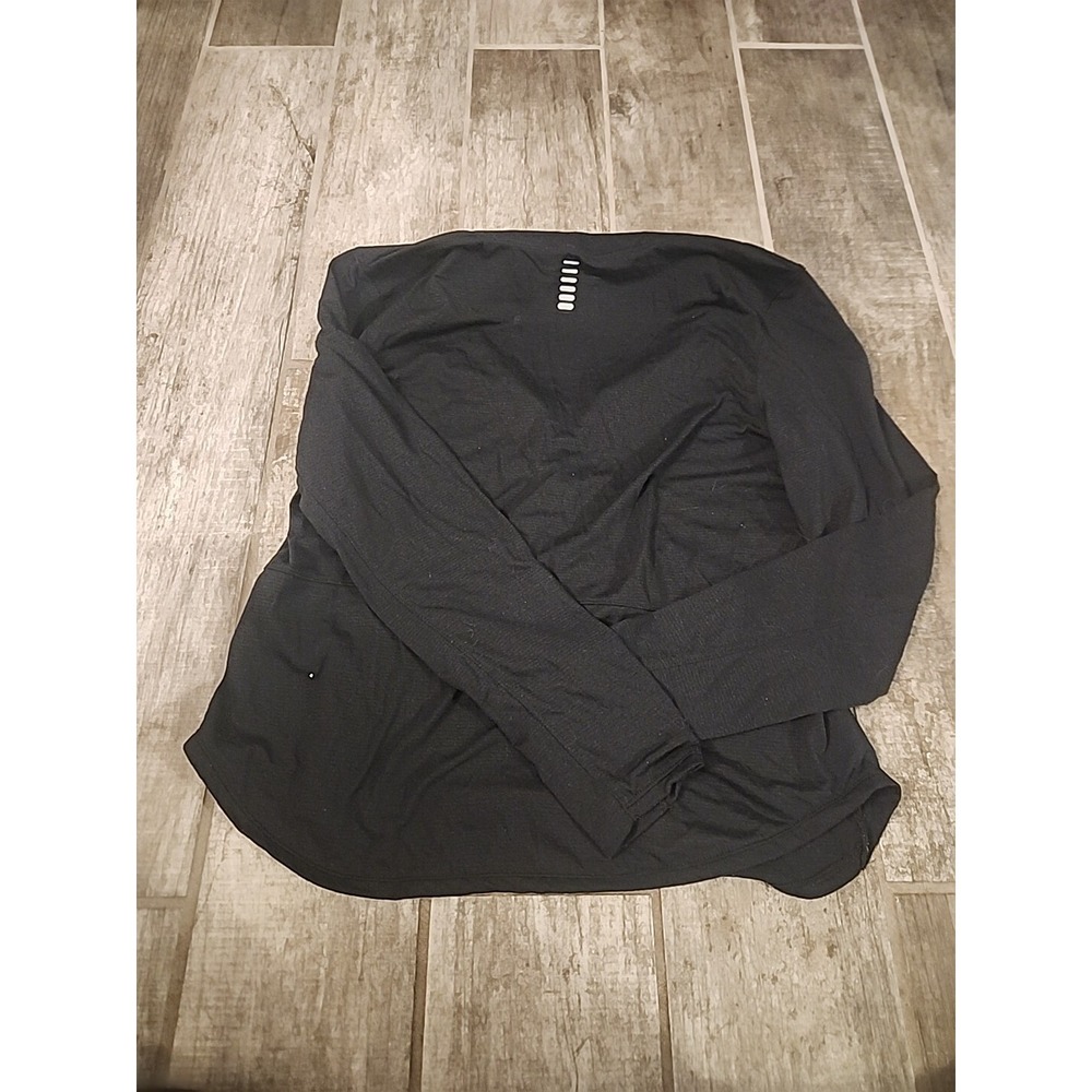 Under Armour Run Womens LARGE Half Zip Long Sleeve Training Top Black And GREEN - Picture 5 of 6